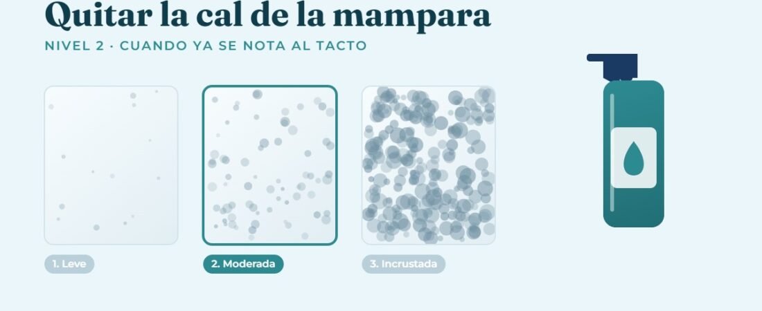 Quitar la cal de la mampara · Nivel 2: cuando ya se nota al tacto